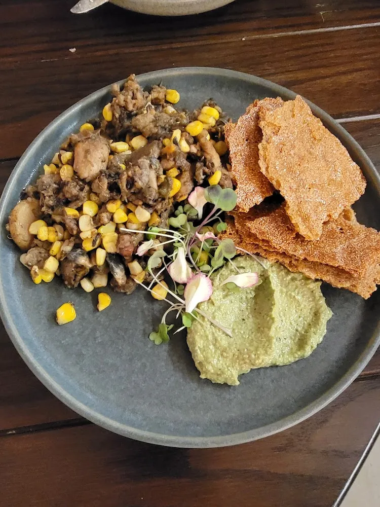 Corn Mushrooms and Wild Pesto